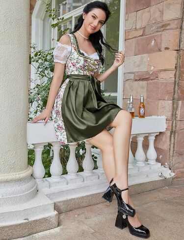 GloryStar Women German Dirndl Dress Traditional Bavarian Beer Garden 3 Pieces Oktoberfest Costumes in Kuwait