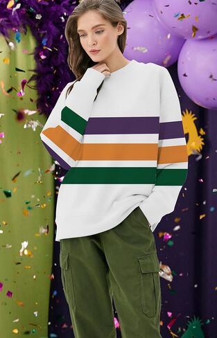 LAZYCHILD Mardi Gras Shirts for Women: Mardi Gras Outfit Fat Tuesday Carnival T-Shirts Mardi Gras Long Sleeve Tops in Saudi Arabia