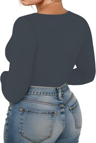 VISLILY Womens-Plus-Size-Long-Sleeve-Shirts Scoop Neck Tops Tight Slim Fit Undershirts Lightweight Thermal Basic Tee XL-5XL in Kuwait