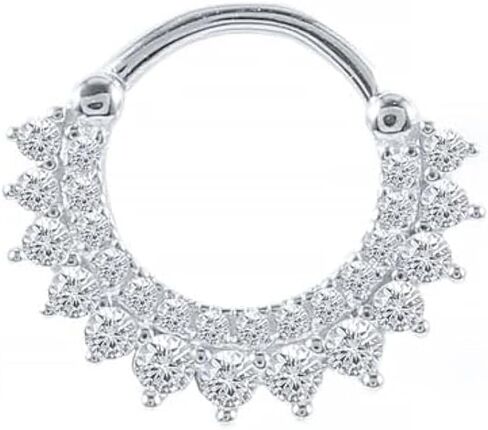 925 Sterling Silver Shiny Double Layer Rhinestone Hoop Earrings For Women Cartilage Hoop Ear Bone Buckle Piercing Jewelry in Saudi Arabia