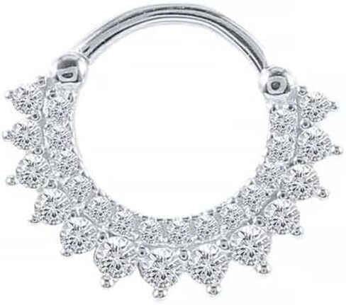 925 Sterling Silver Shiny Double Layer Rhinestone Hoop Earrings For Women Cartilage Hoop Ear Bone Buckle Piercing Jewelry in Saudi Arabia