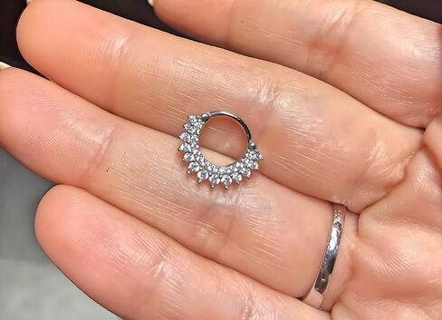925 Sterling Silver Shiny Double Layer Rhinestone Hoop Earrings For Women Cartilage Hoop Ear Bone Buckle Piercing Jewelry in Saudi Arabia