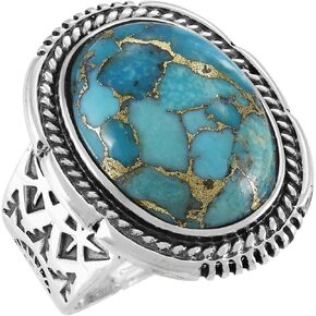 خاتم فيروزي من الفضة الإسترليني عيار 925 للرجال بأحجار كريمة أصلية مقاس 9 إلى 13 in Kuwait