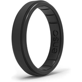 Enso Rings Thin Rise Silicone Ring - Timeless with a Twist - Made in The USA - Comfortable, Breathable, and Safe