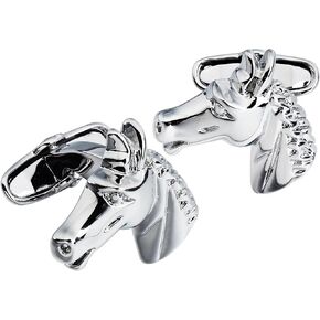 أزرار أكمام فضية لامعة على شكل رأس حصان للرجال مع صندوق هدية in Kuwait