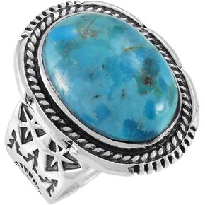 Turquoise Ring Sterling Silver 925 for Men Genuine Gemstones Size 9 to 13