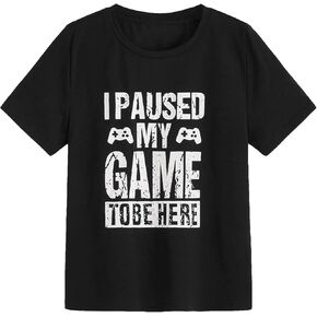 SweatyRocks Boy's Letter Tees Crew Neck Short Sleeve Casual T Shirt Tops