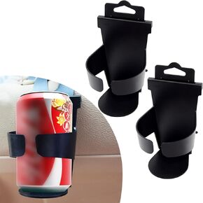 Pack-2 Car Hanging Cup Holder, 5.5" x 3.0" x 3.0" Multifunctional Door Side Seat Back Headrest Drink Cup Holder for 0.4" Hook, Grab and Go Cup Storage Rack, Universal for Cars (Black)