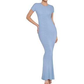 Buauty Women Bodycon Dresses Ribbed Maxi Dresses Basic Summer Casual Long Dress Black Wedding Guest Dress Formal Party