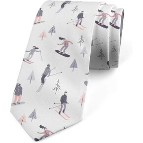 Lunarable Necktie, Skiers Snowboarders Trees, Dress Tie, 3.7", Multicolor