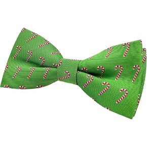 Retreez Green Christmas Woven Pre-tied Bow Tie with Christmas Candy Canes Pattern (4.5")