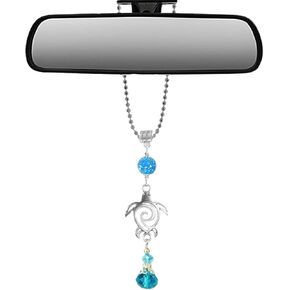 Handmade Bling Assorted Mirror Car Charm Hanger dream catcher Ornament with adjustable chain (Sea Turtle)