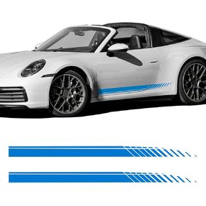 2Pcs Sports Racing Stripe Graphic Stickers, Car Body Side Door Vinyl Decals Car Strip Stickers, Universal Car Decoration Accessories for Truck Auto Car Body Side Door (Black）