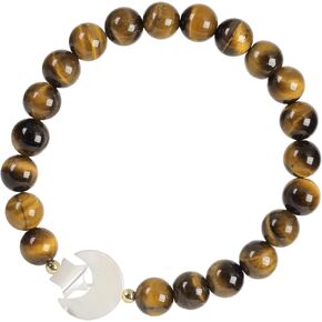 TUMBEELLUWA 8mm Healing Crystal Bracelet Natural White Shell Star Moon Bead Stone Handmade Stretch Wrist Jewelry Spiritual Gift for Women