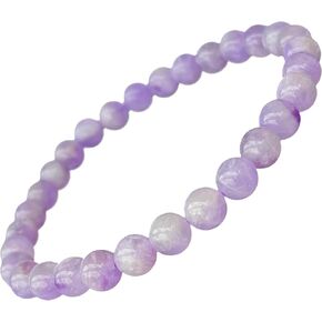 Natural Stone Real Lavender Amethyst Stretch Beaded Bracelet Round Beads 6 mm (0.24") Bracelet Semi Precious Purple Amethyst Gemstone Bracelet for Women Men Unisex for Yoga Meditation