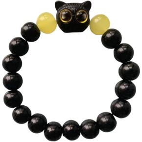 أساور مطرزة على شكل قطة سوداء لطيفة من Aimery، أساور من حجر السج الأسود الطبيعي للنساء والرجال مجوهرات سوار ساحرة in Kuwait