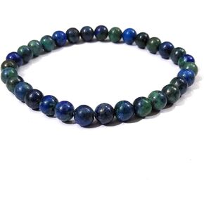 Azurite Bracelet 6 mm Round Bead Reiki Healing Crystal Bracelet for Unisex (Color : Green & Blue)