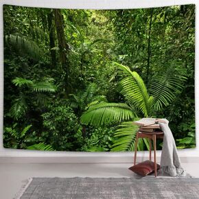 Moyrisou Tropical Rainforest Jungle Tapestry, Green Plant Tree Leaves Forest Nature Wall Decor Tapestries, Greenery Aesthetic Tapestry Wall Art Hanging for Bedroom Living Room Dorm Home 80X60IN
