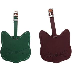 Leadigol 2 PCS Cute Cats Luggage Tags,PU Leather Luggage Name Tag,Suitcases ID Label Travel Suitcase Backpack Tags,Cat ID Label Travel Bag Labels Travel Accessories