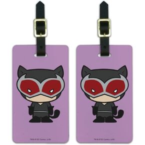 Batman Catwoman Cute Chibi Character Luggage ID Tags Carry-On Cards - Set of 2