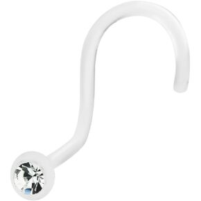 20G Clear BioFlex Nose Screw with Press-Fit Gem Body Jewelry