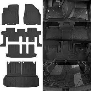 Floor Mats Fit for 2013-2020 Nissan Pathfinder/2013 Infiniti JX35/2014-2020 Infiniti QX60 Trunk Mat with Backrest Mat 3rd Row Replacement for Nissan Pathfinder Accessories Anti-Slip Floor Mats