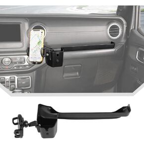 JeCar Multi-Function Phone Mount Drink Cup Holder Grab Handle Storage Tray Organizer Fit for 2018-2023 Jeep Wrangler JL JLU & Gladiator JT Interior Accessories