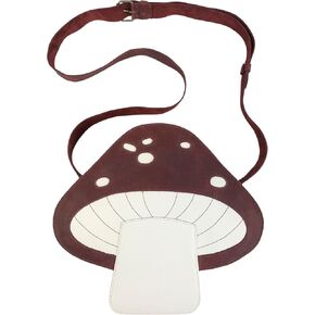 Mushroom-Shaped Shoulder Bag with Adjustable Strap, Crossbody Bag, Travel Bag, Messenger Bag, Full Grain Leather, Handmade, Sangria