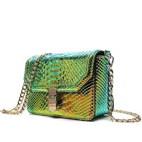 Holographic Snakeskin Crossbody Bag Shoulder Bag Women's Hologram Leather Purse