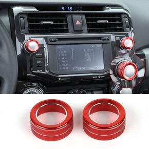 JeCar Audio Knob Cover Audio Switch Knob Decoration Aluminum Alloy for 4Runner Accessory Trim for Toyota 4Runner 2010 2011 2012 2013 2014 2015 2016 2017 2018 2019 Red 2Pcs