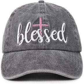 InnoBeta Blessed Hat for Women, Adjustable Vintage Christian Baseball Cap Washed Cotton Embroidered Hat