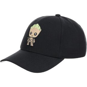 Marvel I Am Groot Adult A-Frame Adjustable Snapback Hat (Blk/Tan, One Size)