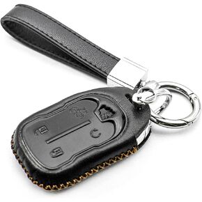 MECHCOS Compatible with Chevrolet Chevy Silverado GMC Sierra 1500 2500 HD 3500 HD Key Fob Cover Case Leather Keyless Entry Remote Control Protector Accessories Black/Red