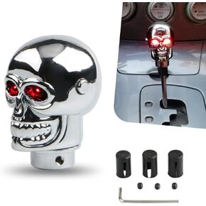 1 PC Car Personalized Skull Shift Knob, 1.69" x 2.67" Dual-Eye Cool Adjustable LED Light Decoration with Adapter, Easy to Grip Shift Lever Head, Universal for Manual Transmission Cars (Red)
