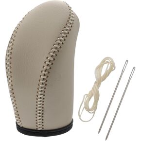 X AUTOHAUX Car Faux Leather Gear Shift Knob Cover Automatic Transmission Boots Shift Lever Sheath for Nissan Pathfinder 2013-2020 Beige