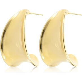 Big Chunky Gold Hoop Earrings for Women Trendy 14K Gold Plated Large Thick Gold Hoops