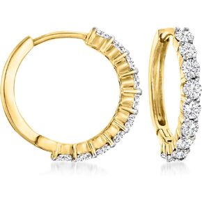 Ross-Simons 1.00 ct. t.w. Diamond Hoop Earrings in 14kt Yellow Gold