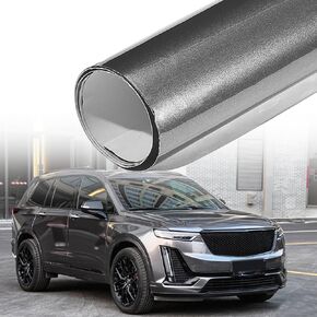High Glossy Metallic Gray Car Vinyl Wrap Bright Pearlescent Finished Self Adhesive Car Protective Film Vinyl Wrap Roll, 59.84" x 11.81"