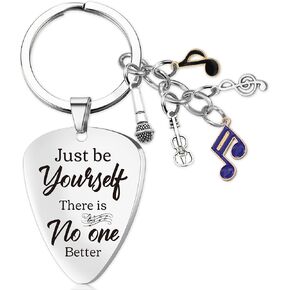 Cool Music Lovers Gift Keychain - Inspirational Quotes Guitar Note Keychains for Men Women Friends Christmas Gifts