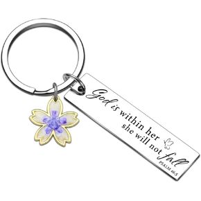 Christian Gifts for Women Religious Best Inspirational Baptism First Communion Gift for Girls Womens Adults Meaningful Jesus Catholic Scripture Bible Verse Psalm 46:5 Faith Keychain