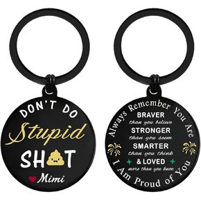 EE&YU Don't Do Stupid Keychain from Love Mimi - Teen Grandson Granddaughter Stocking Stuffer, Funny Boys Girls Birthday Gag Gifts, Proud Grandkids Present