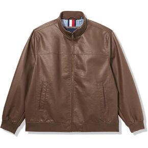Tommy Hilfiger Men's Smooth Lamb Touch Faux Leather Unfilled Windbreaker Bomber Jacket