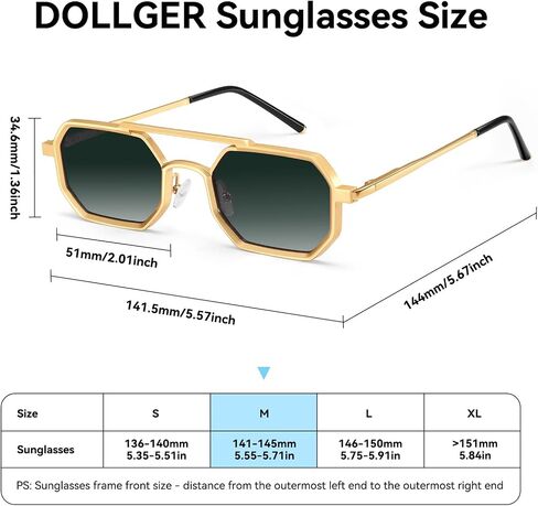Dollger Sunglasses Mens Square Aviator Spring Hinges Metal Frame Sun Glasses Comfort Punk Shades Men in Kuwait
