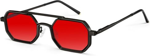 Dollger Sunglasses Mens Square Aviator Spring Hinges Metal Frame Sun Glasses Comfort Punk Shades Men in Kuwait