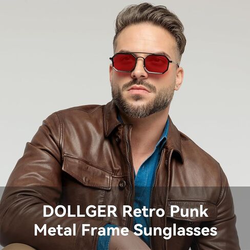 Dollger Sunglasses Mens Square Aviator Spring Hinges Metal Frame Sun Glasses Comfort Punk Shades Men in Kuwait
