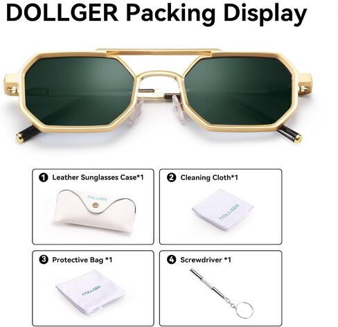 Dollger Sunglasses Mens Square Aviator Spring Hinges Metal Frame Sun Glasses Comfort Punk Shades Men in Kuwait