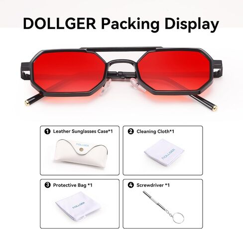 Dollger Sunglasses Mens Square Aviator Spring Hinges Metal Frame Sun Glasses Comfort Punk Shades Men in Kuwait