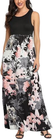 Lacavocor Womens Summer Maxi Dress Tank Top Sleeveless Long Dresses in Saudi Arabia