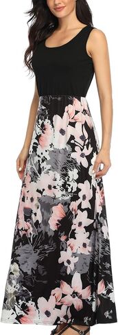 Lacavocor Womens Summer Maxi Dress Tank Top Sleeveless Long Dresses in Saudi Arabia