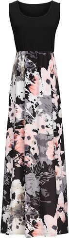 Lacavocor Womens Summer Maxi Dress Tank Top Sleeveless Long Dresses in Saudi Arabia